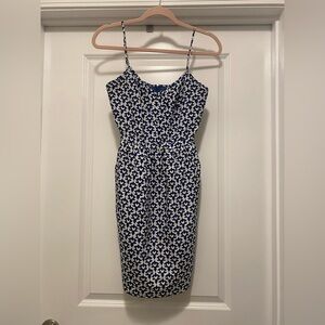J. Crew Blue and White Patterned Mini Dress